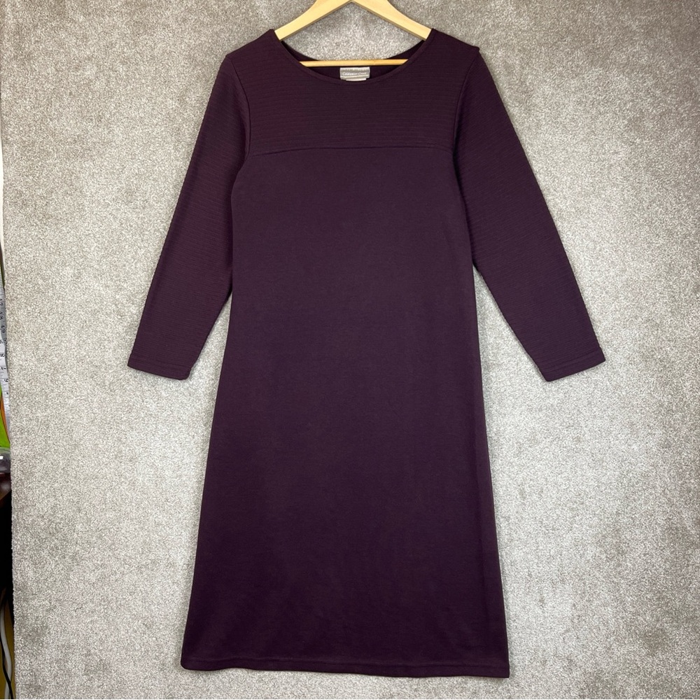 Coldwater Creek Sweater Dress Womens Small Petite Purple Midi Stretch- 4218